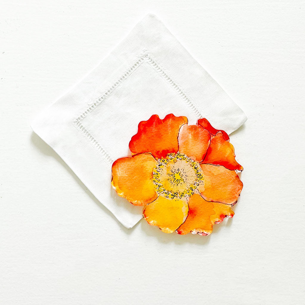 "DULANEY" FLORAL COASTER SET IN ORANGE