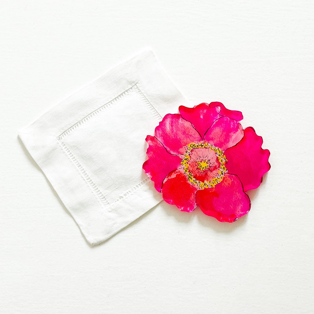 "DULANEY" FLORAL COASTER SET IN PINK