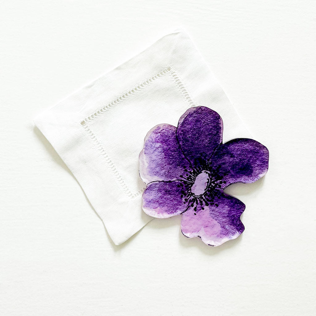"DEBORAH" FLORAL COASTER SET IN PURPLE