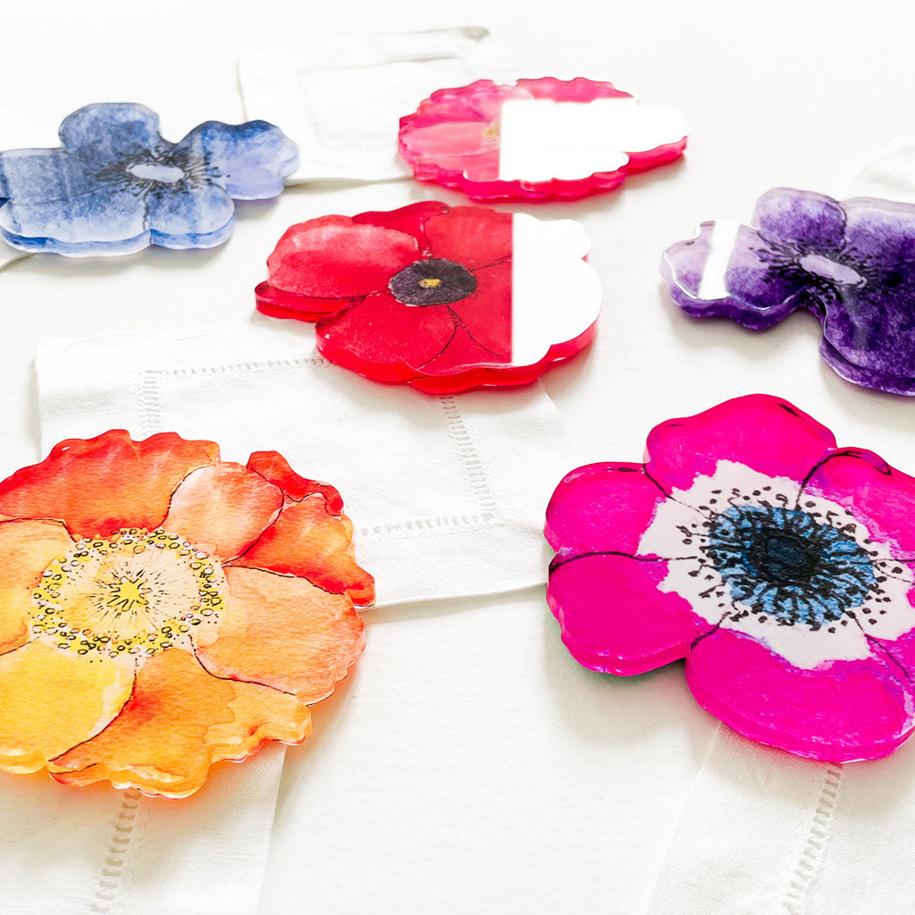 "DULANEY" FLORAL COASTER SET IN ORANGE