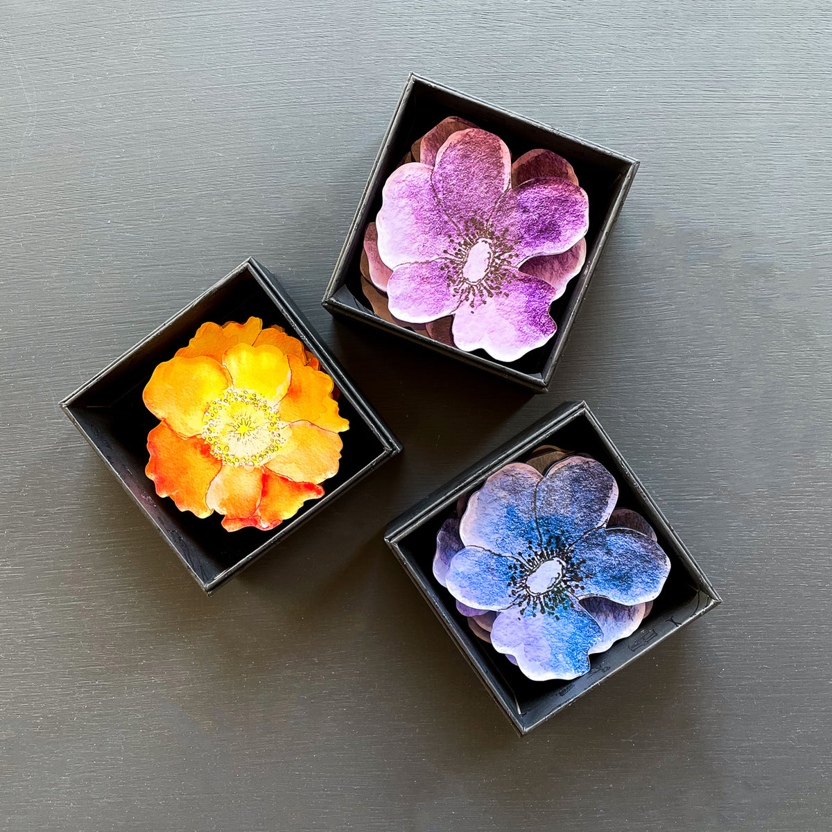 "DEBORAH" FLORAL COASTER SET IN BLUE