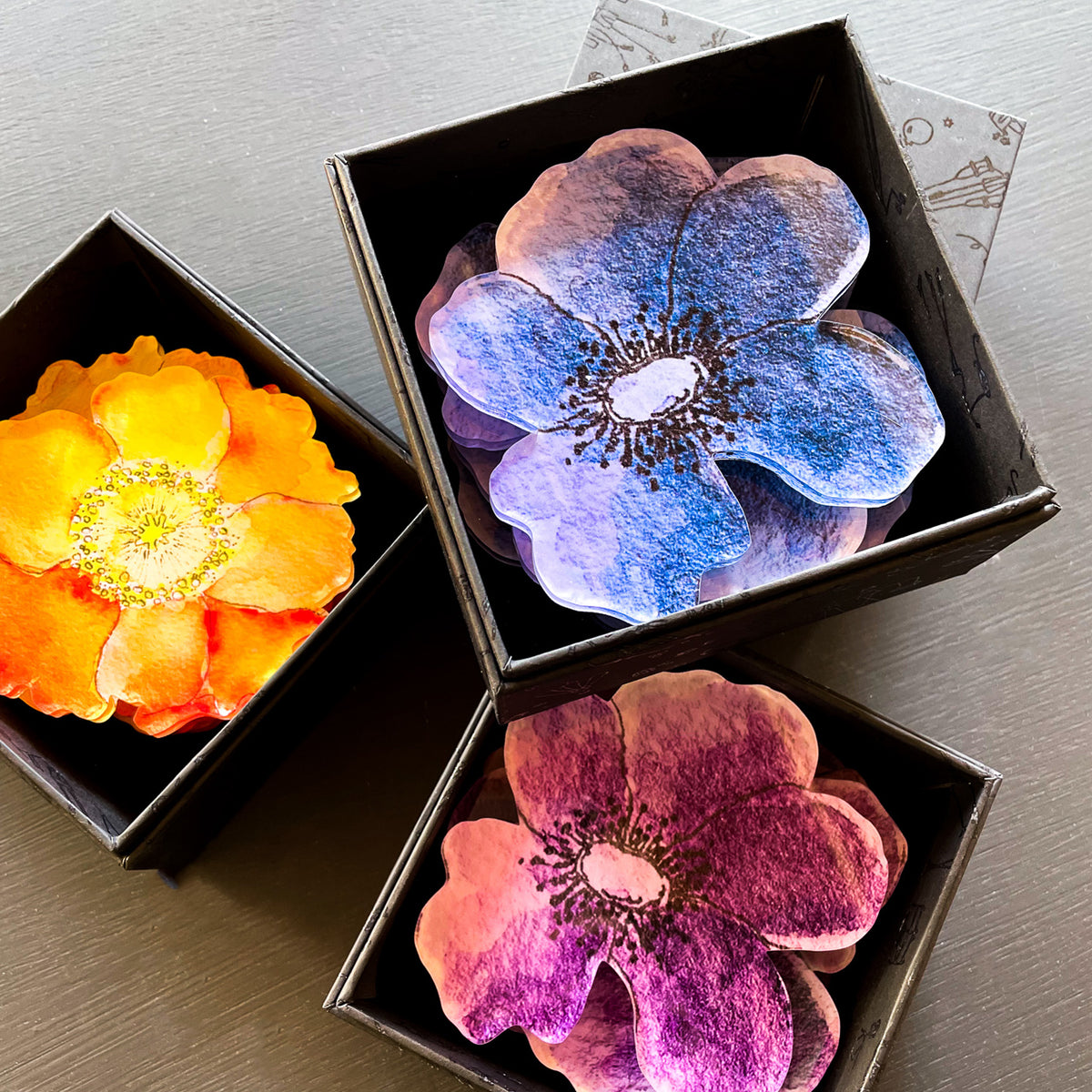 "DULANEY" FLORAL COASTER SET IN ORANGE