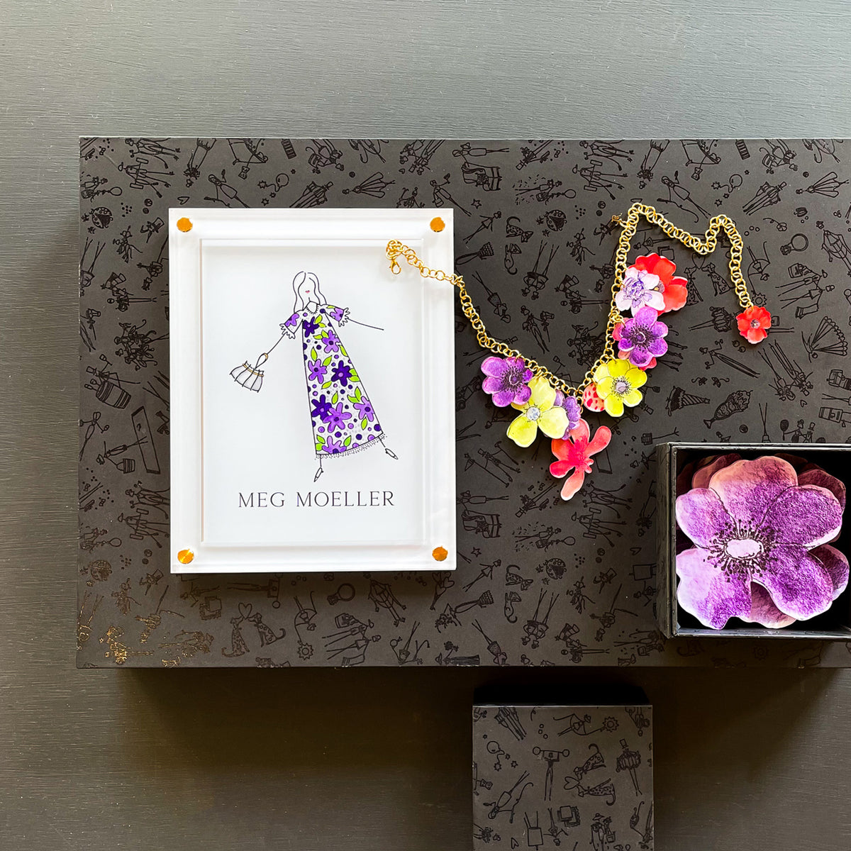 "DEBORAH" FLORAL COASTER SET IN PURPLE