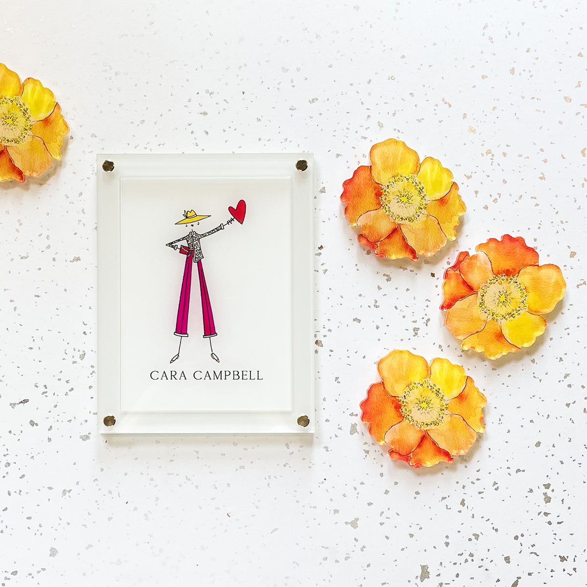 "DULANEY" FLORAL COASTER SET IN ORANGE