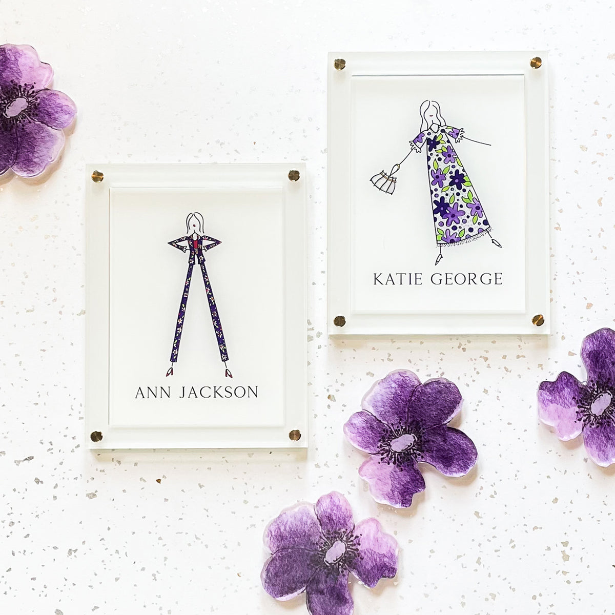 "DEBORAH" FLORAL COASTER SET IN PURPLE