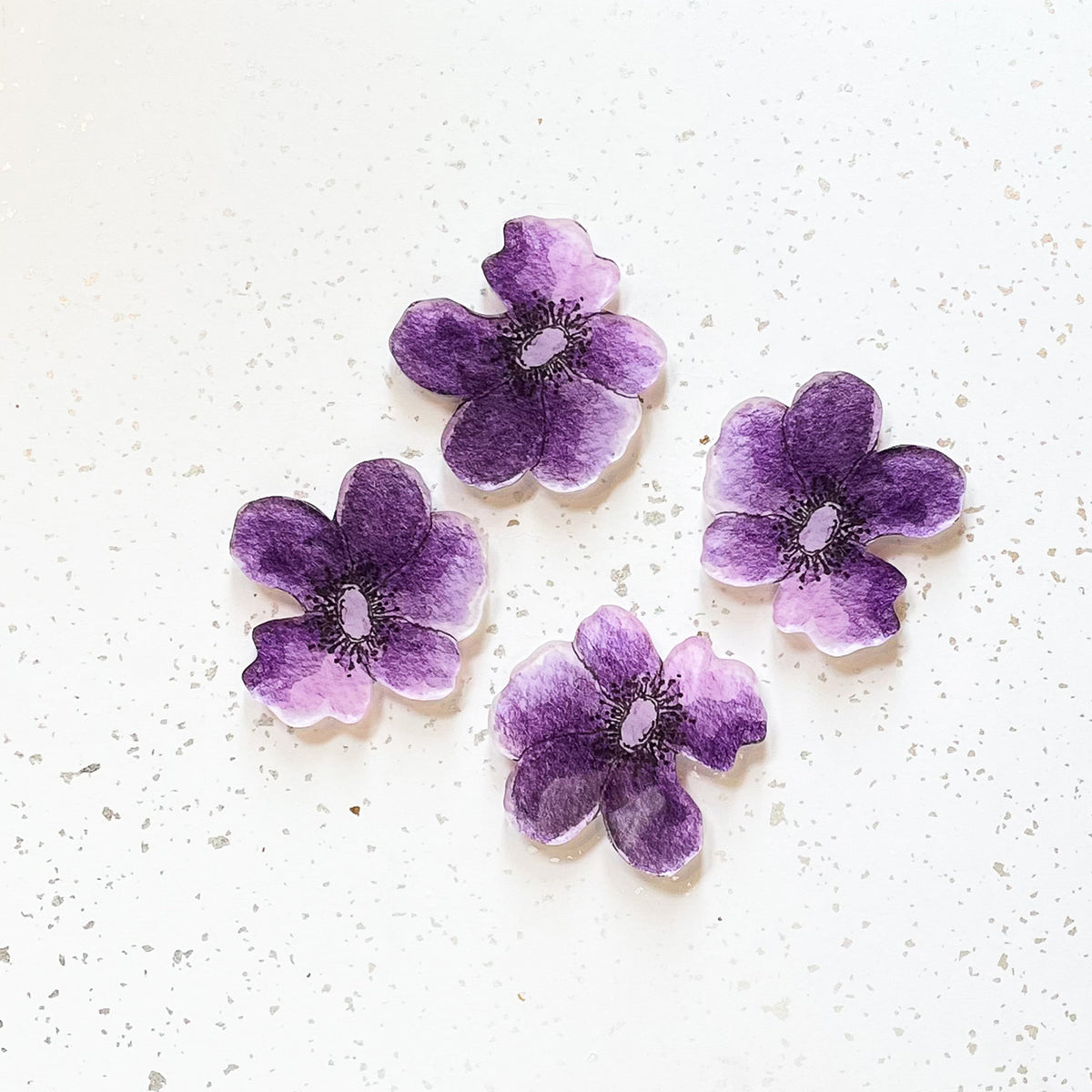 "DEBORAH" FLORAL COASTER SET IN PURPLE