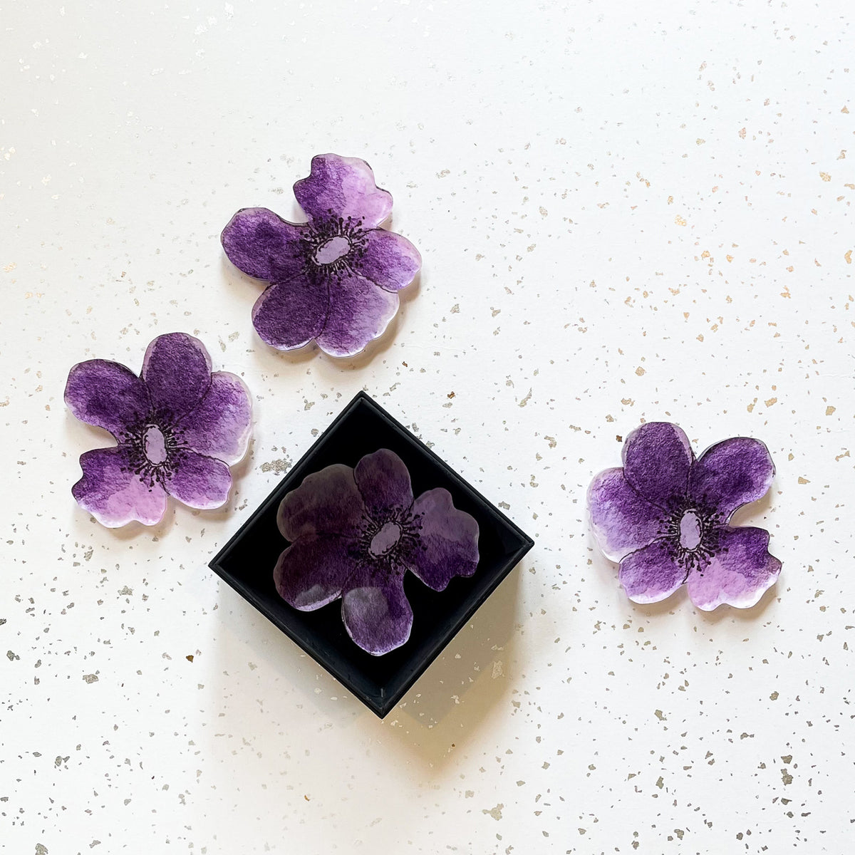 "DEBORAH" FLORAL COASTER SET IN PURPLE