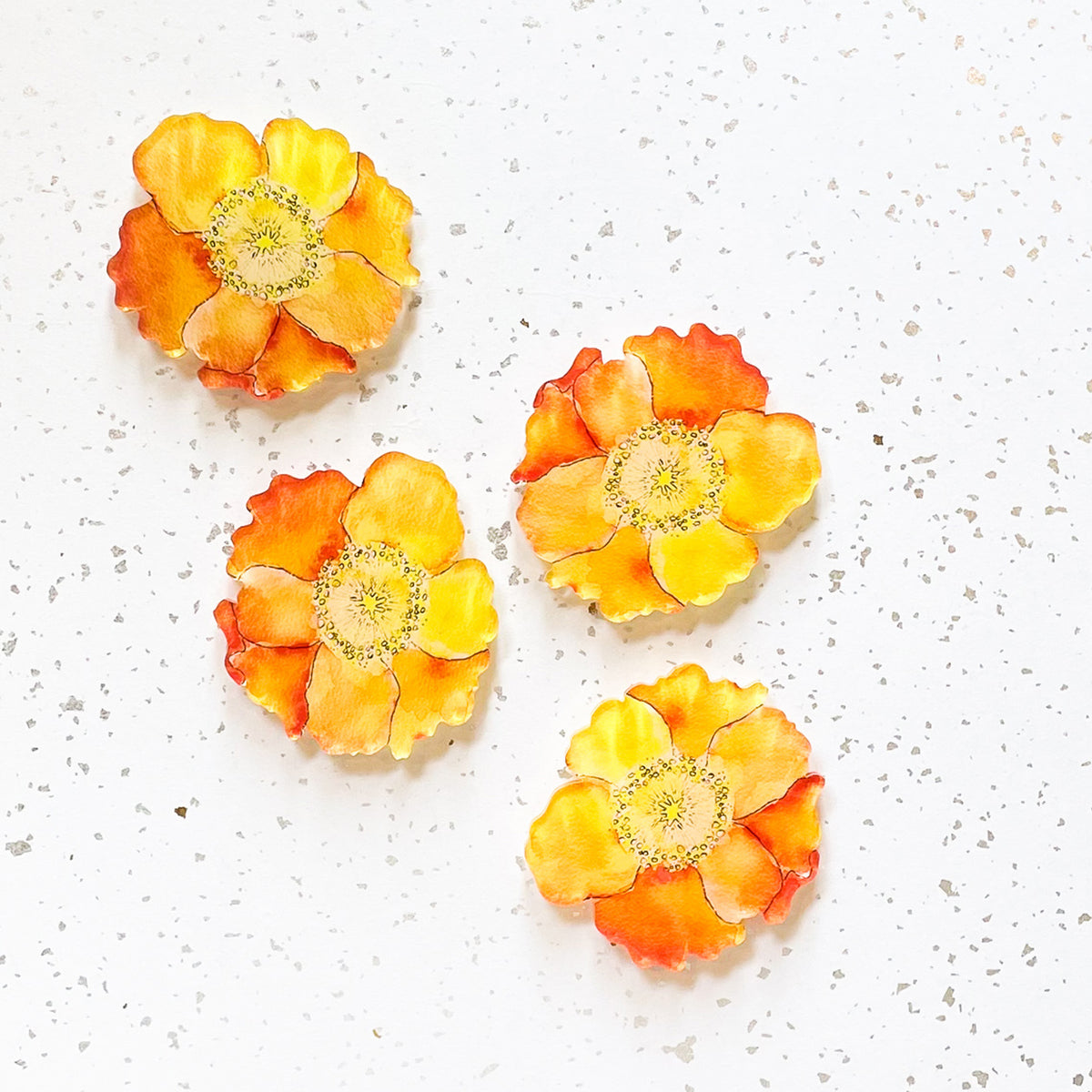 "DULANEY" FLORAL COASTER SET IN ORANGE