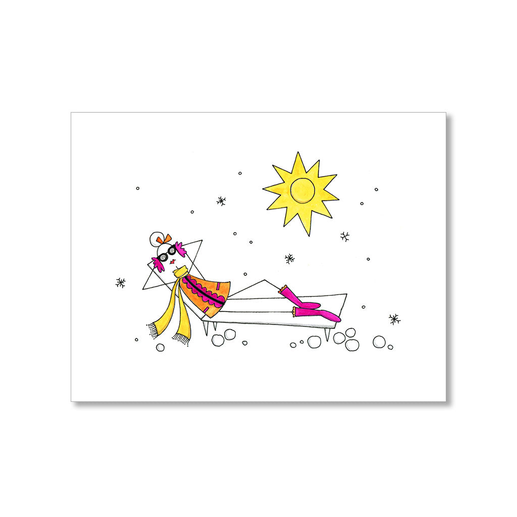 "SNOW BATHING" BLANK CARD
