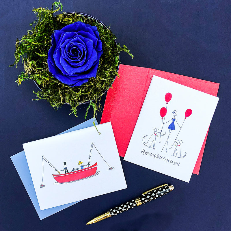 "A GIRL AND HER DOGS" BIRTHDAY CARD