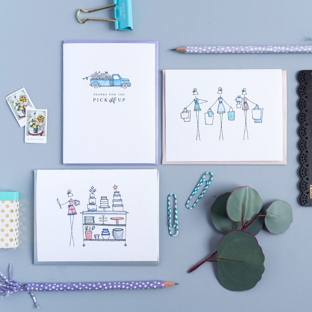 "CAKES ON A CART" BLANK CARD