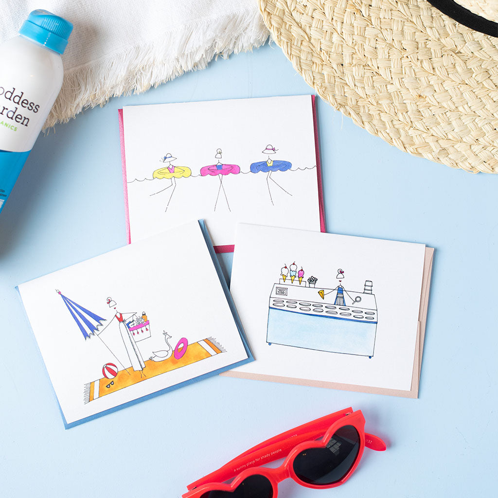 "JULY AT THE BEACH" BLANK CARD