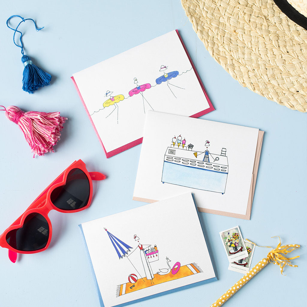 "JULY AT THE BEACH" BLANK CARD