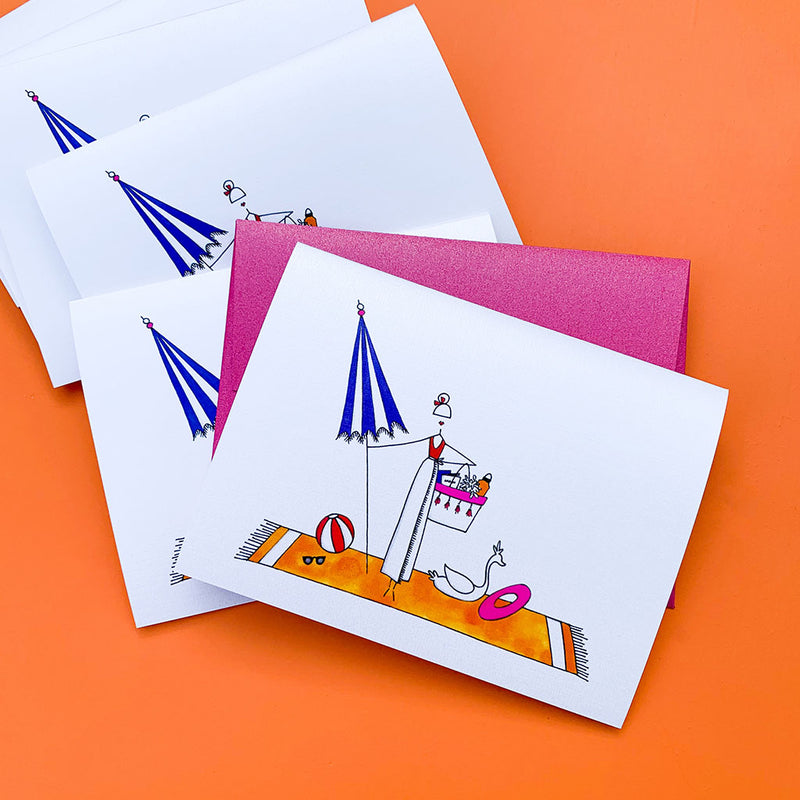 "JULY AT THE BEACH" BLANK CARD