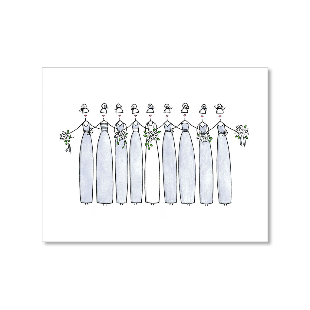 "BLUE BRIDESMAIDS" WEDDING CARD