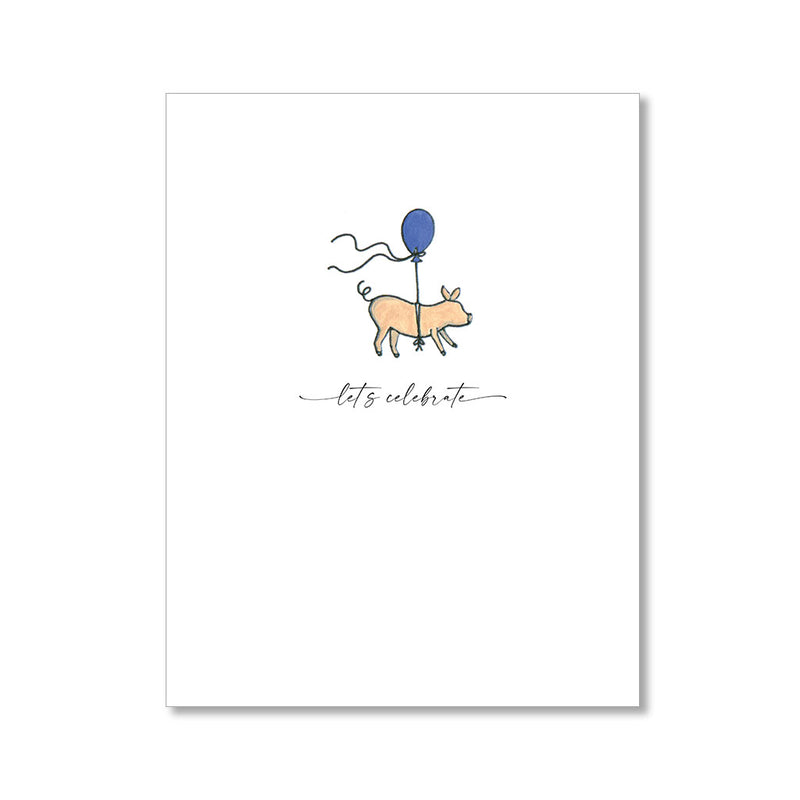 "PIGLET WITH THE BLUE BALLOON" CONGRATULATIONS CARD