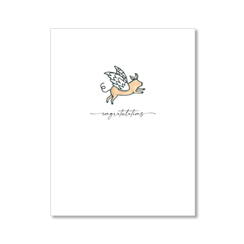 "WHEN PIGS FLY" CONGRATULATIONS CARD