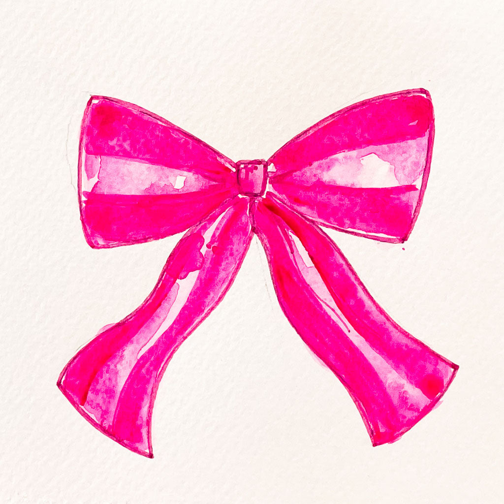 "SINGLE PINK BOW" ORIGINAL WATERCOLOR