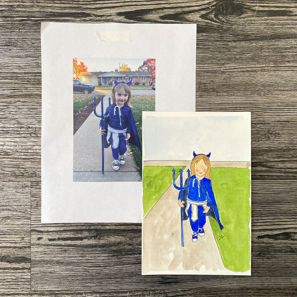 CUSTOM HALLOWEEN WATERCOLOR PORTRAIT