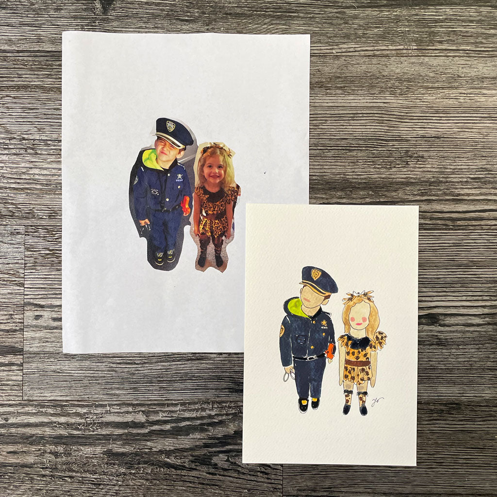 CUSTOM HALLOWEEN WATERCOLOR PORTRAIT