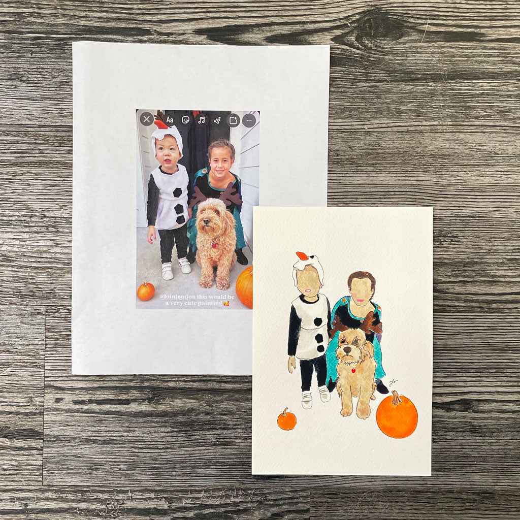 CUSTOM HALLOWEEN WATERCOLOR PORTRAIT