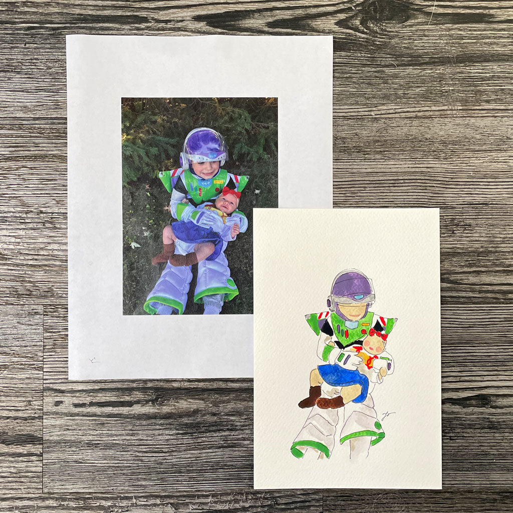 CUSTOM HALLOWEEN WATERCOLOR PORTRAIT