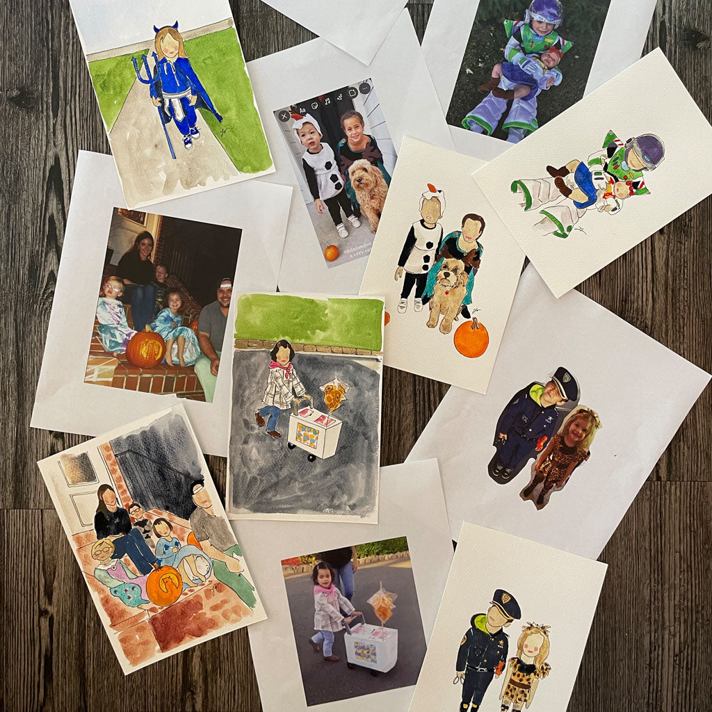 CUSTOM HALLOWEEN WATERCOLOR PORTRAIT
