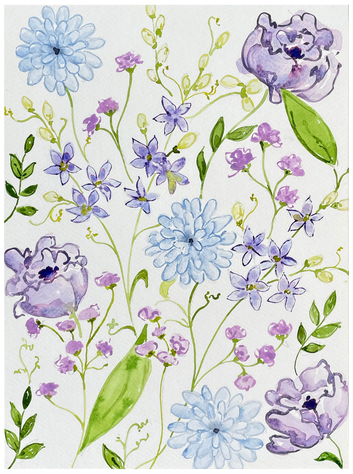 "LAVENDER FLOWERS" ORIGINAL WATERCOLOR