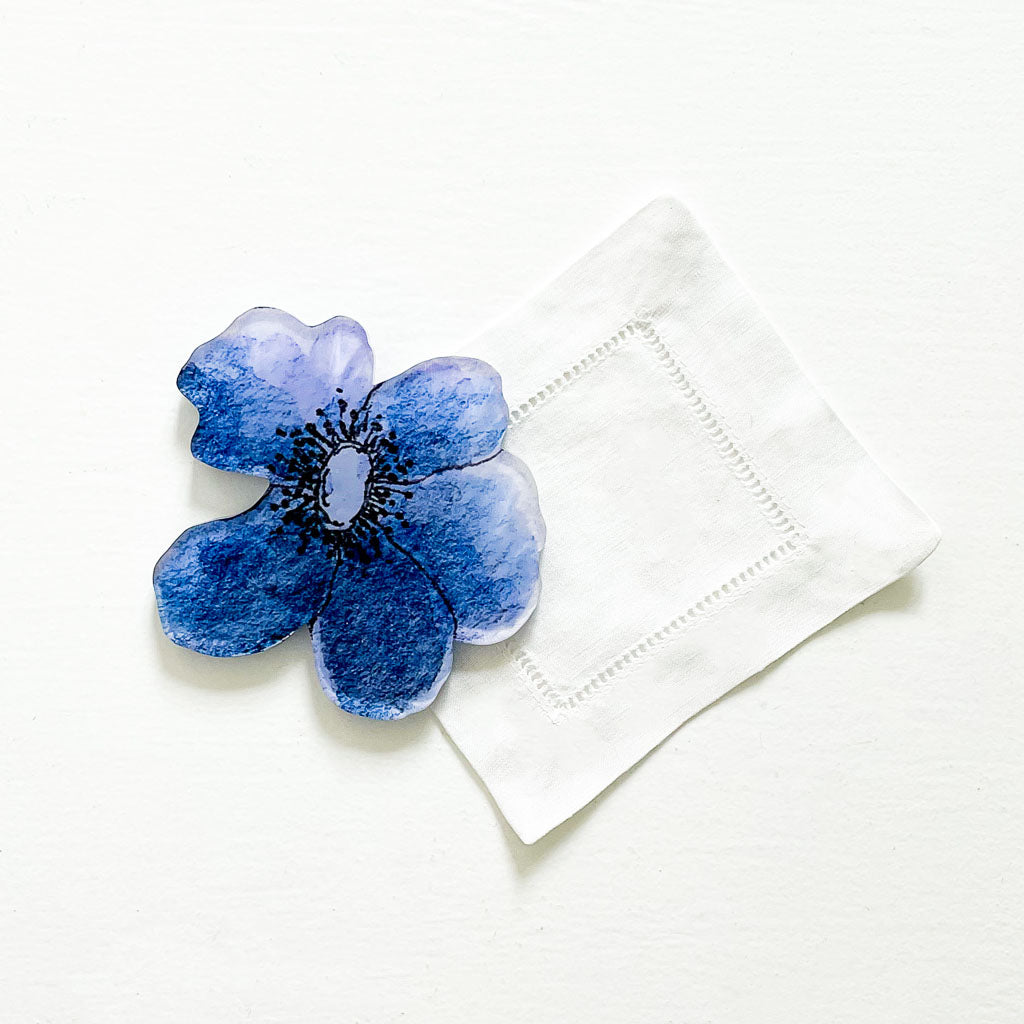 "DEBORAH" FLORAL COASTER SET IN BLUE