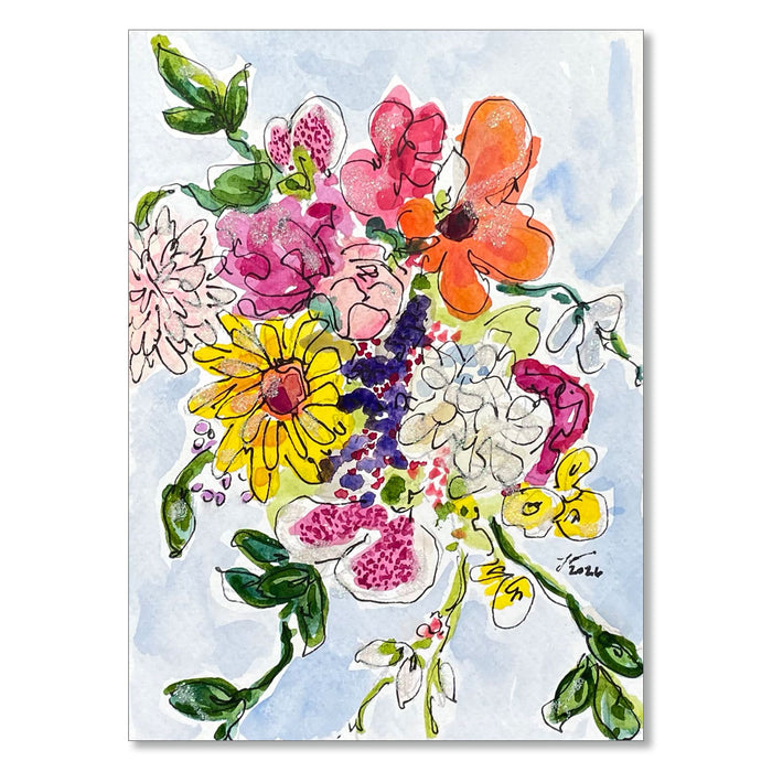 "MINI FLORAL 8" ORIGINAL WATERCOLOR