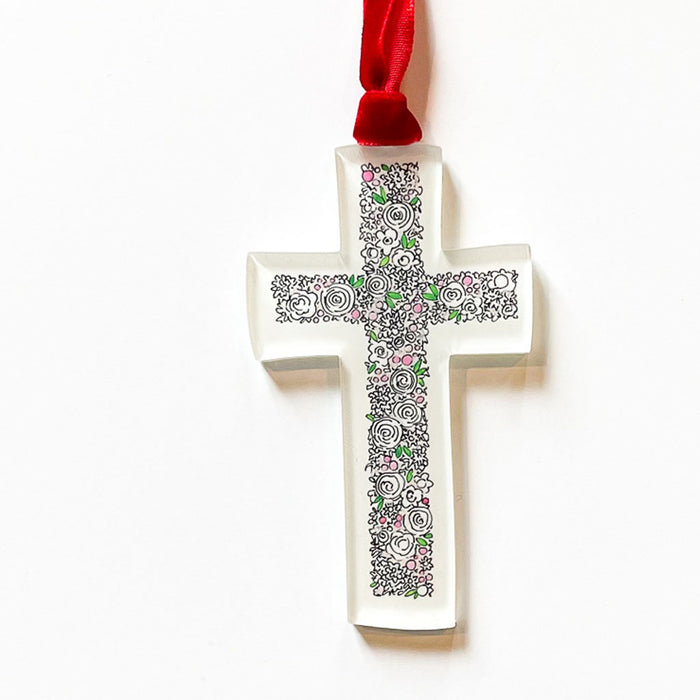 "FLORAL CROSS" Acrylic Ornament