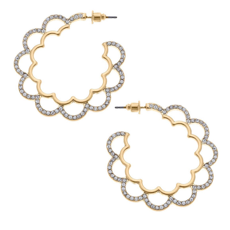 PAVE SCALLOP HOOPS