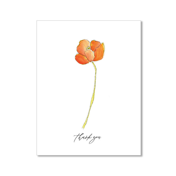 "ORANGE POPPY" THANK YOU CARD