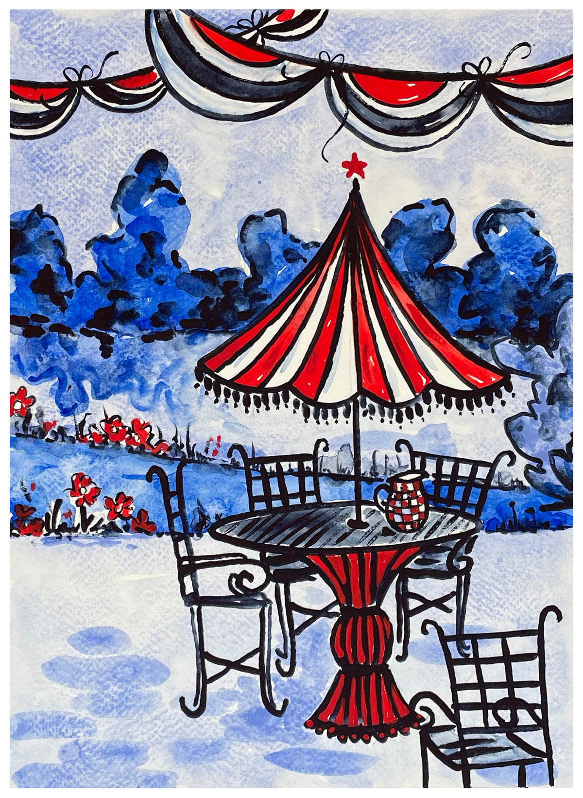 "THE SUMMER TABLE" ORIGINAL WATERCOLOR