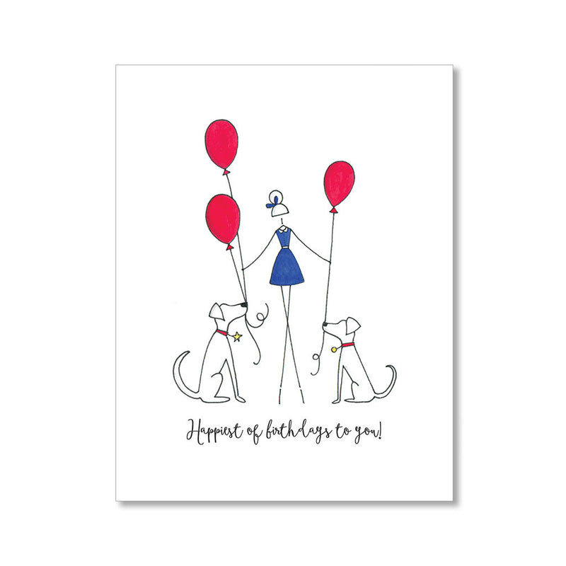 "A GIRL AND HER DOGS" BIRTHDAY CARD