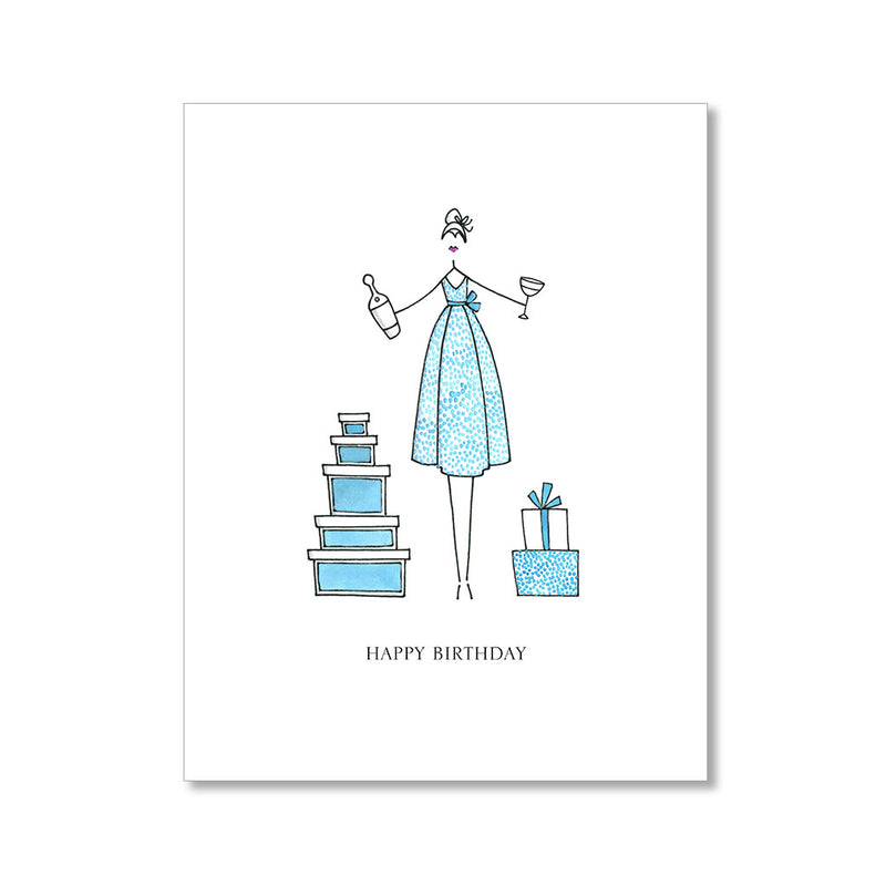 "BLUE DOT DRESS" BIRTHDAY CARD
