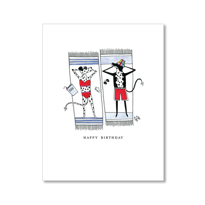 "RED SWIM SUITS" BIRTHDAY CARD