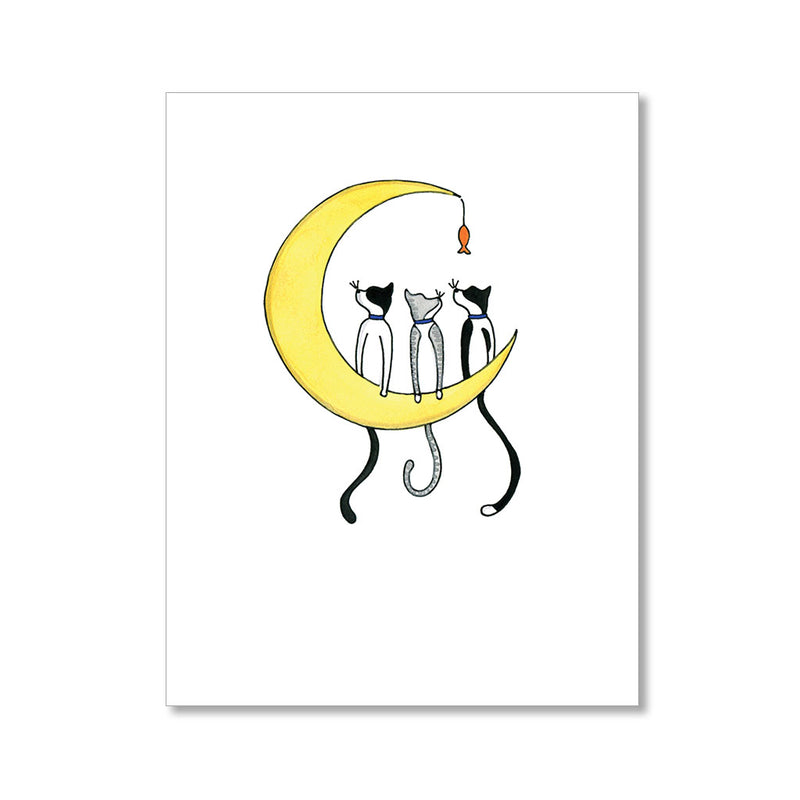"CATS ON THE MOON" BLANK CARD