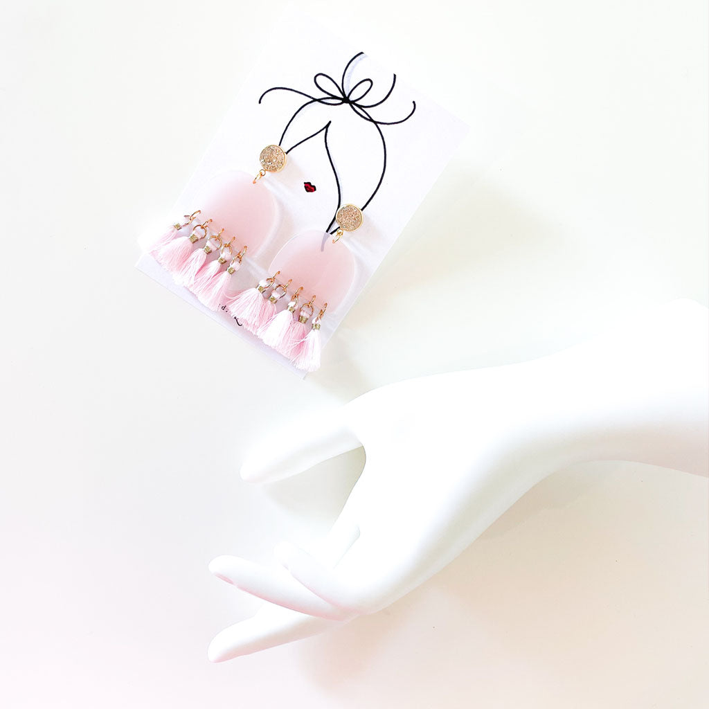 PINK TASSELS EARRINGS