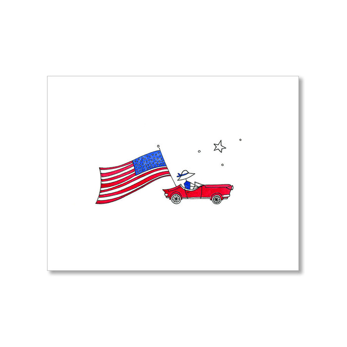 "THE FESTIVE CONVERTIBLE" PATRIOTIC CARD