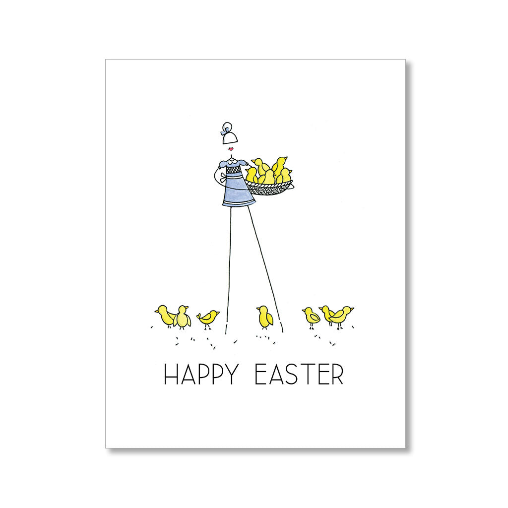 "LITTLE GIRL AND THE LITTLE CHICKS" EASTER CARD