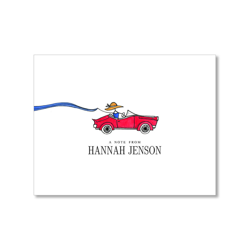 "RED CONVERTIBLE" PERSONALIZED STATIONERY
