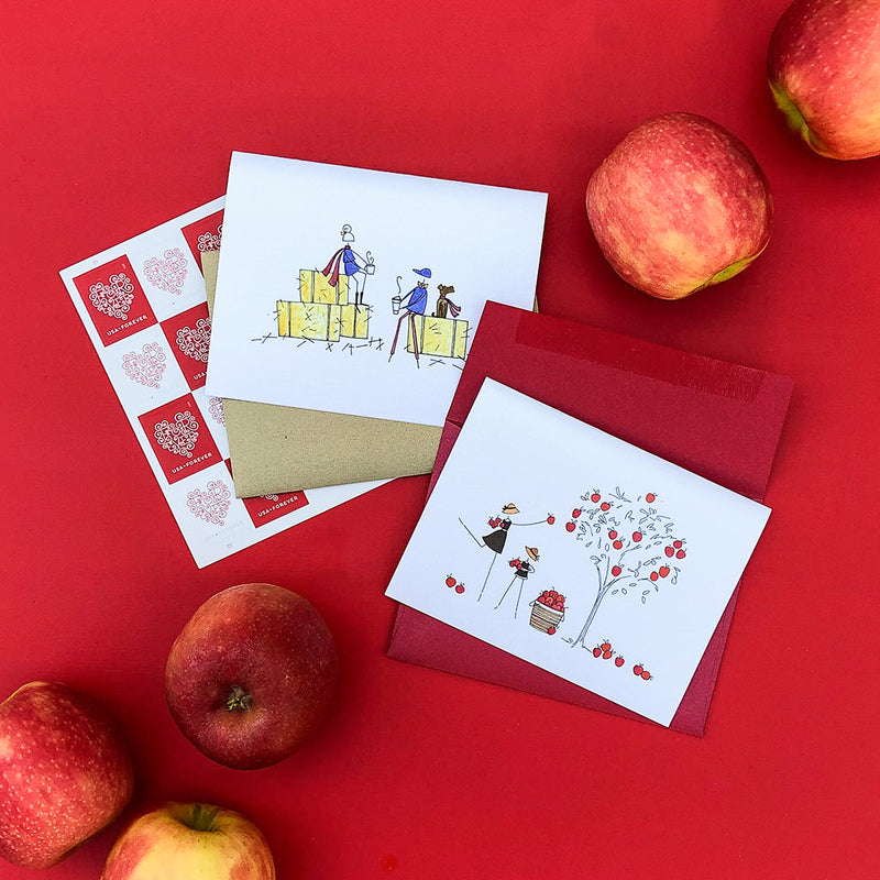 "APPLE PICKING" BLANK CARD