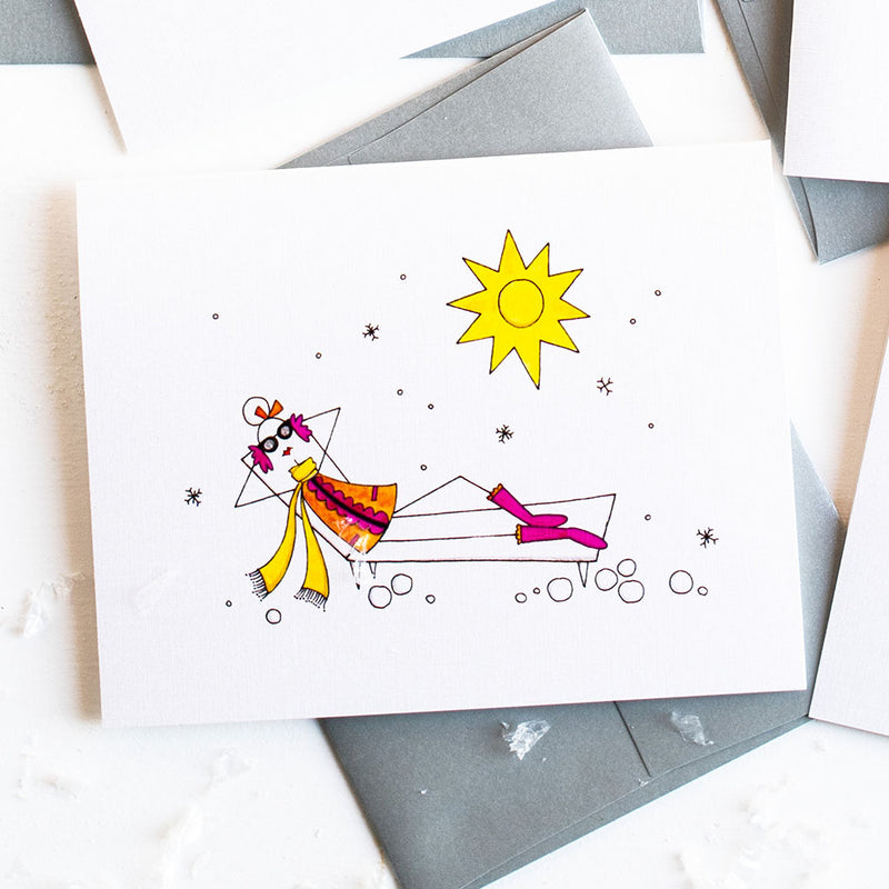 "SNOW BATHING" BLANK CARD