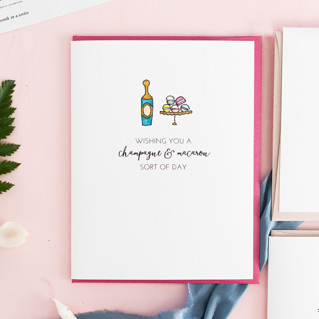 "CHAMPAGNE & MACARON" BIRTHDAY CARD