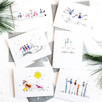 "A SNOWBOARD & SKIS" BLANK CARD