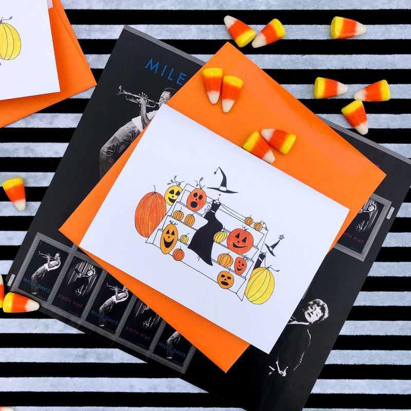 "SITTING PRETTY WITH PUMPKINS" HALLOWEEN CARD